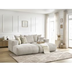 Canapé VOLTAIRE 4 places en velours côtelé beige avec assise profonde