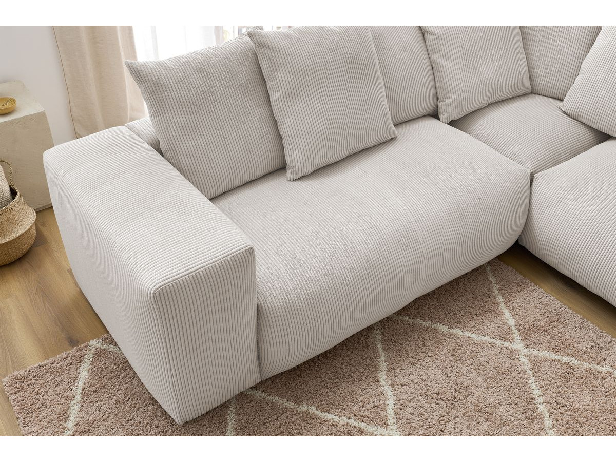 Canapé d'angle fixe EVEREST tissu chiné - Orange - Angle droit - 10 coussins