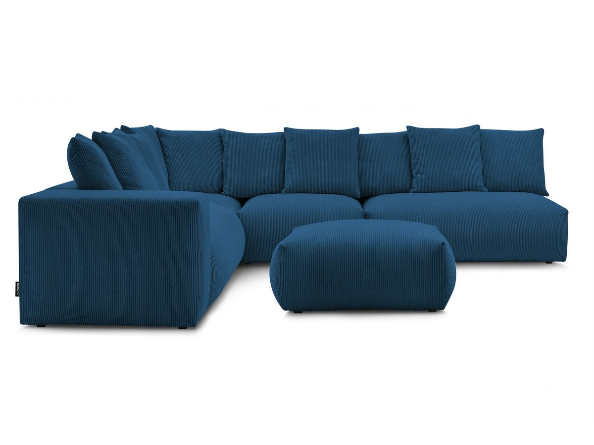 Canapé d'angle fixe modulable VOLTAIRE avec 2 chauffeuses 2 places, 1 angle, 1 chauffeuse 1 place et 1 pouf