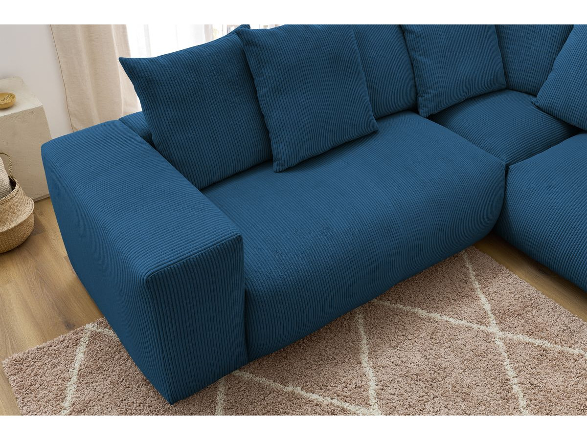Canapé d'angle fixe modulable VOLTAIRE avec 2 chauffeuses 2 places, 1 angle, 1 chauffeuse 1 place et 1 pouf