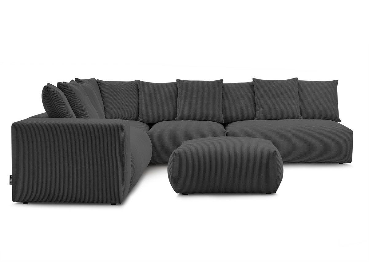 Canapé d'angle fixe modulable VOLTAIRE avec 2 chauffeuses 2 places, 1 angle, 1 chauffeuse 1 place et 1 pouf