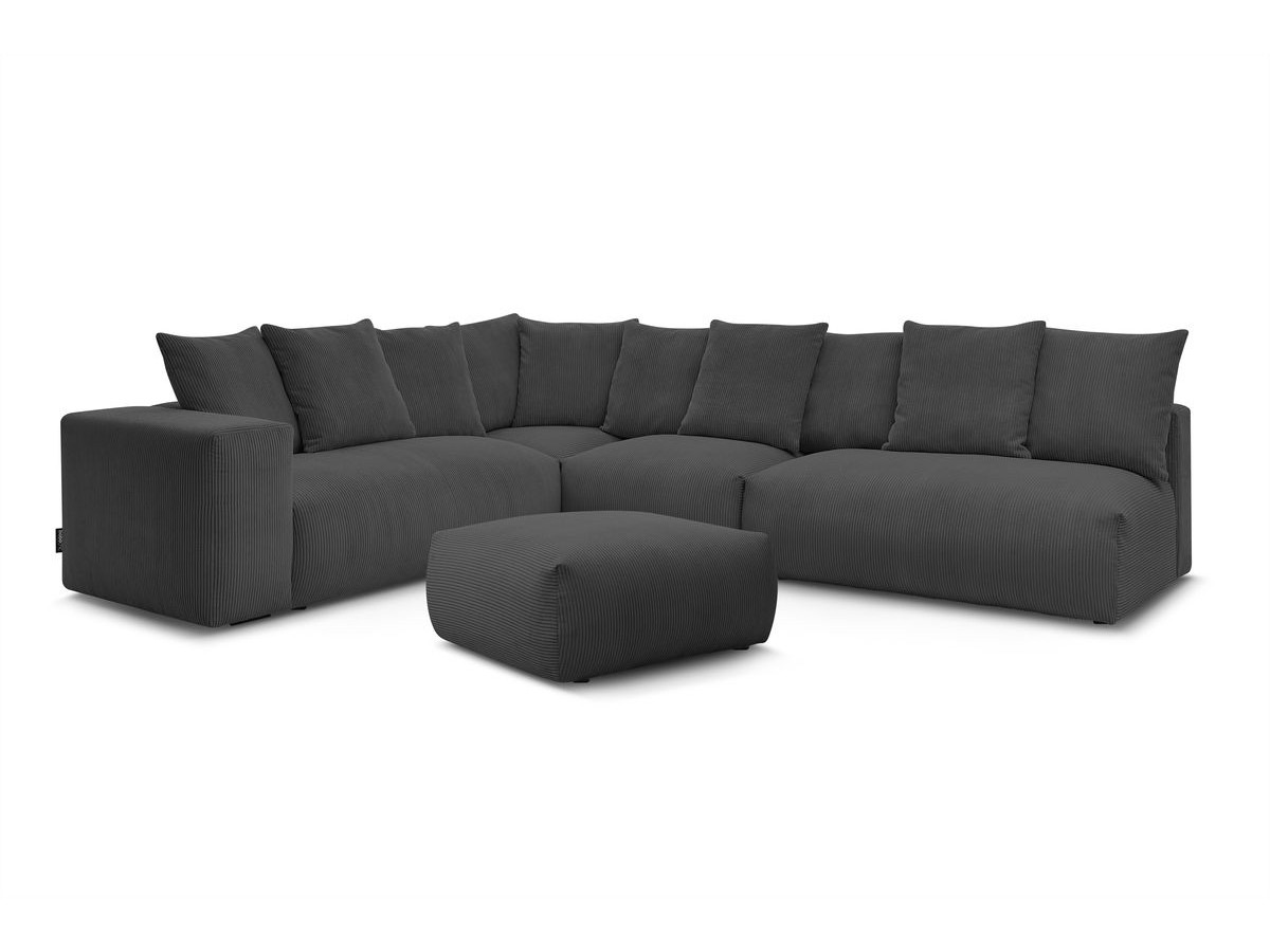Canapé d'angle fixe modulable VOLTAIRE avec 2 chauffeuses 2 places, 1 angle, 1 chauffeuse 1 place et 1 pouf