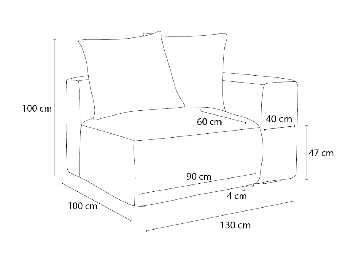 Chauffeuse 1 place avec accoudoir pour canapé modulable VOLTAIRE