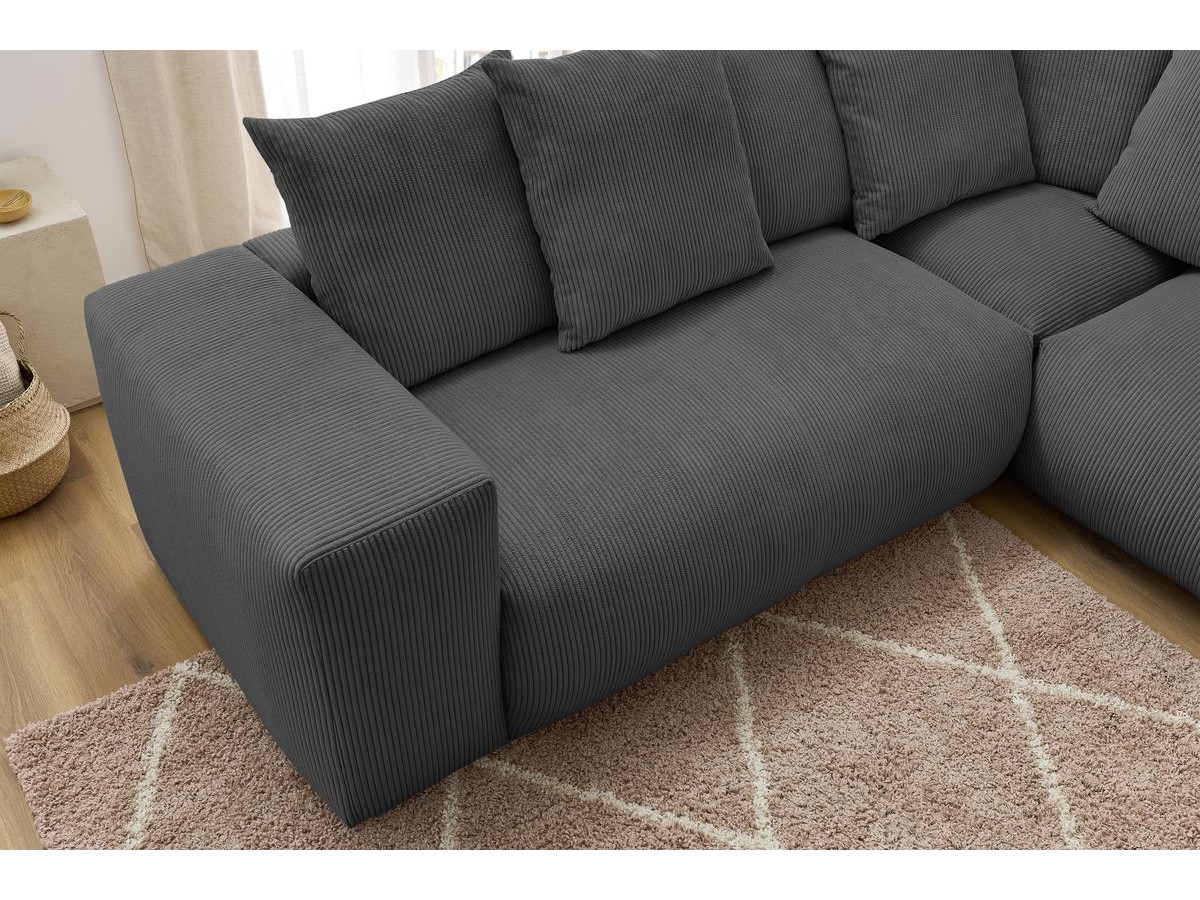 Canapé d'angle fixe modulable VOLTAIRE avec 2 chauffeuses 2 places, 1 angle, 1 chauffeuse 1 place et 1 pouf