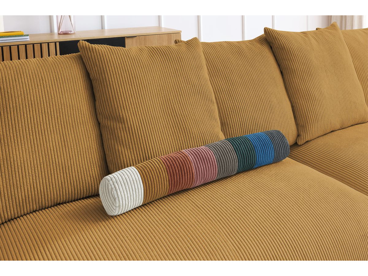 Canapé d'angle fixe modulable VOLTAIRE avec 2 chauffeuses 2 places, 1 angle, 1 chauffeuse 1 place et 1 pouf