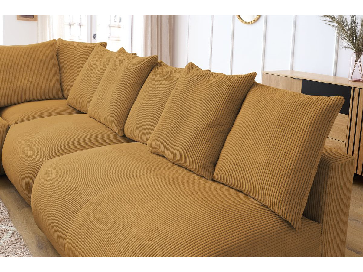 Canapé d'angle fixe modulable VOLTAIRE avec 2 chauffeuses 2 places, 1 angle, 1 chauffeuse 1 place et 1 pouf