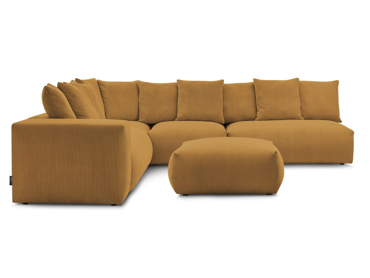 Canapé d'angle fixe modulable VOLTAIRE avec 2 chauffeuses 2 places, 1 angle, 1 chauffeuse 1 place et 1 pouf