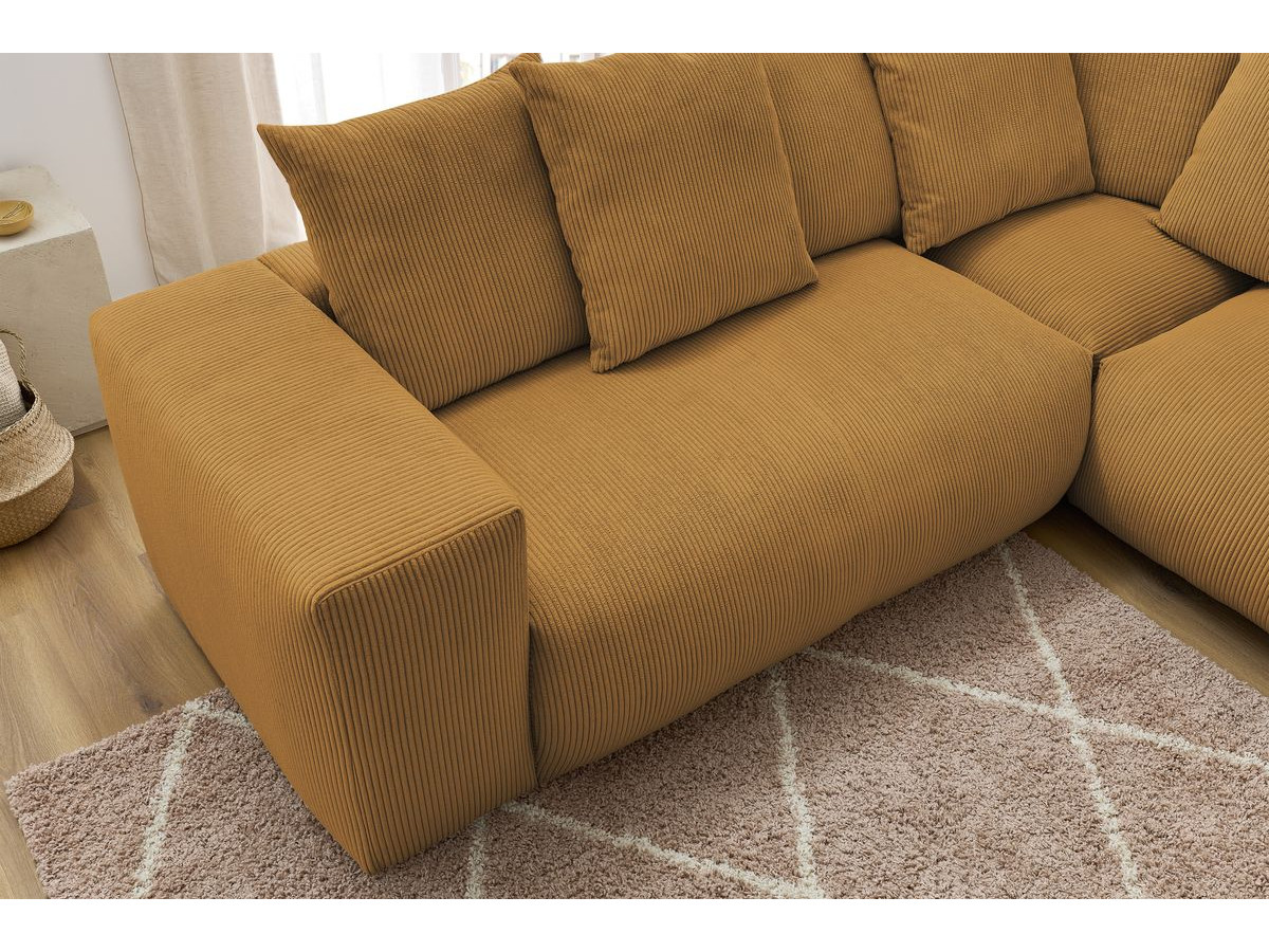 Canapé d'angle fixe modulable VOLTAIRE avec 2 chauffeuses 2 places, 1 angle, 1 chauffeuse 1 place et 1 pouf