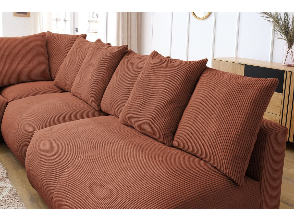 VOLTAIRE modulaire vaste hoekbank met 2 tweezitsfauteuils, 1 hoekbank, 1 enkele fauteuil en 1 poef