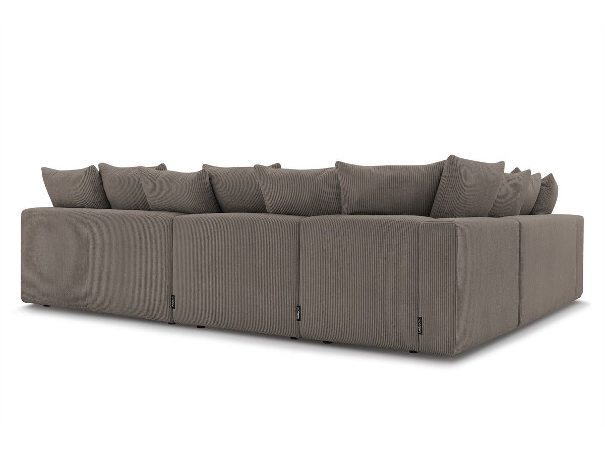 Canapé d'angle fixe modulable VOLTAIRE avec 2 chauffeuses 2 places, 1 angle, 1 chauffeuse 1 place et 1 pouf
