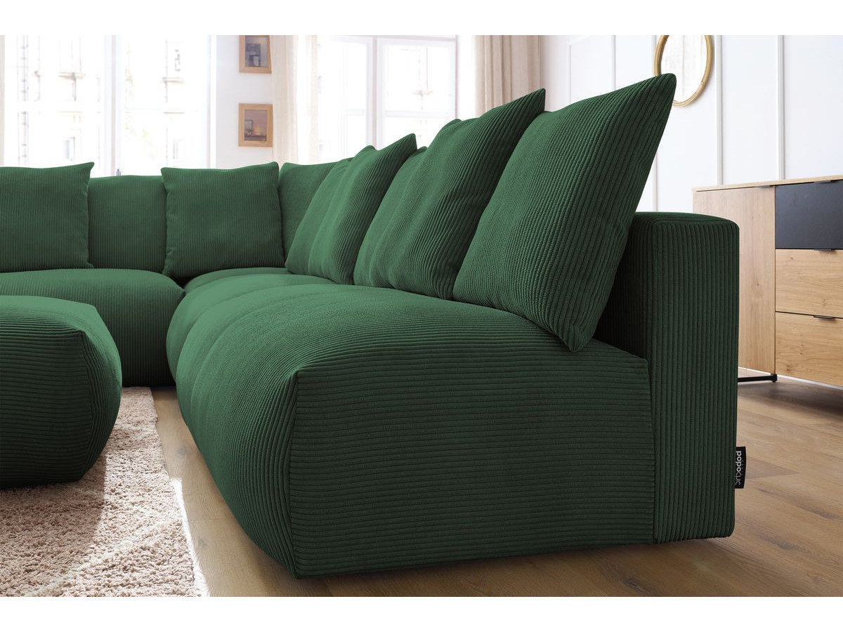 VOLTAIRE modulaire vaste hoekbank met 2 tweezitsfauteuils, 1 hoekbank, 1 enkele fauteuil en 1 poef