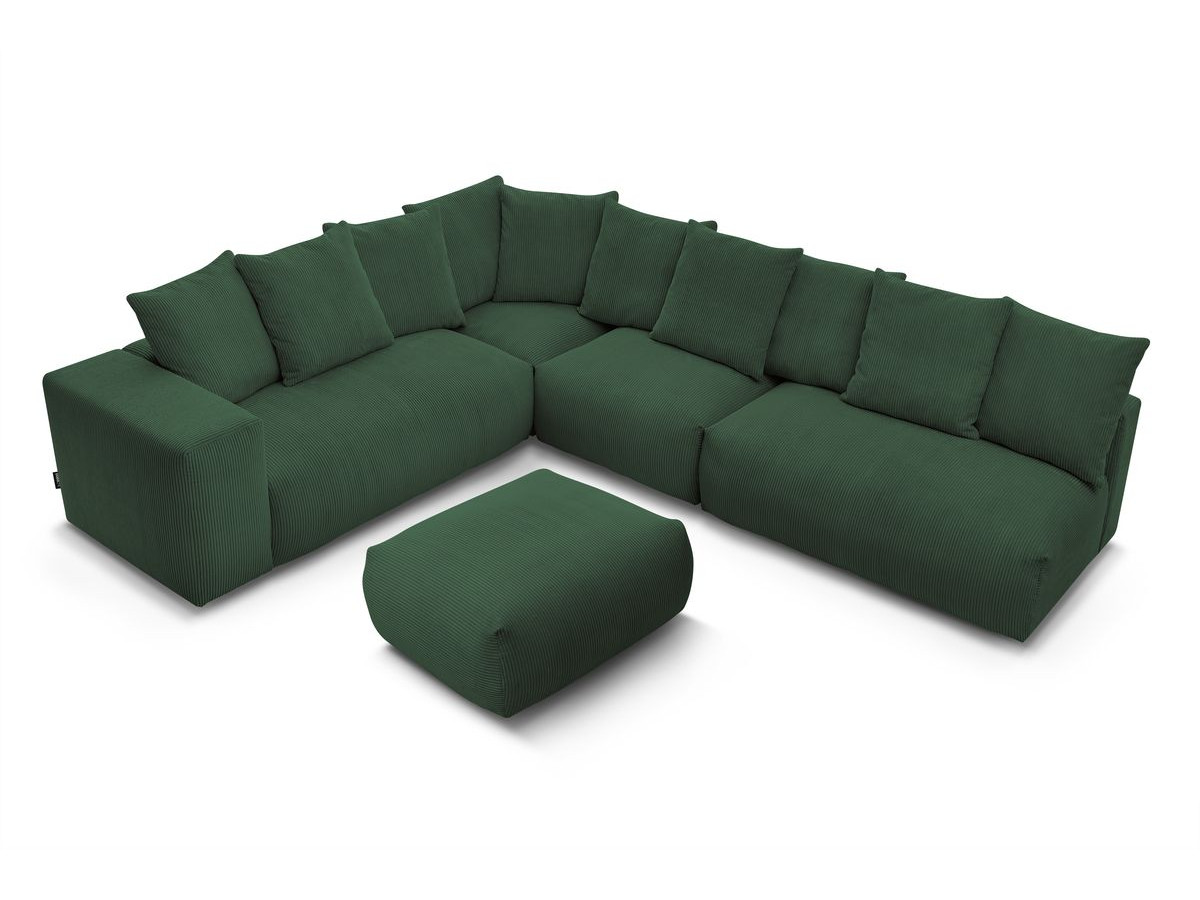 VOLTAIRE modulaire vaste hoekbank met 2 tweezitsfauteuils, 1 hoekbank, 1 enkele fauteuil en 1 poef