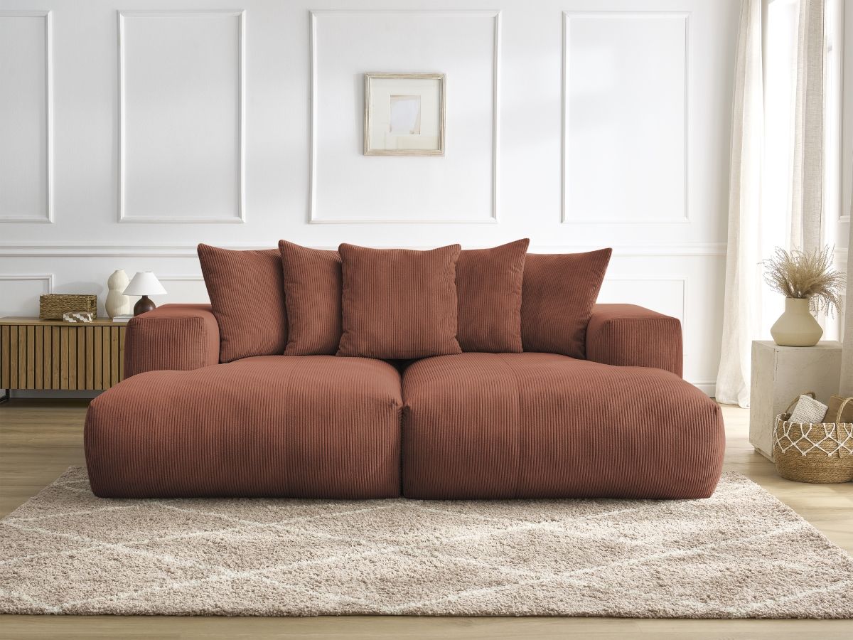 Canapé droit 4 places VOLTAIRE assise profonde orange — vue 5