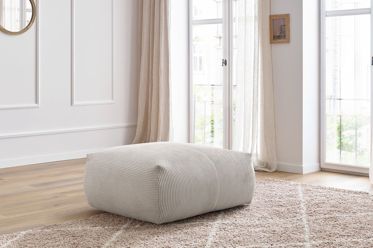Hippo Repose-Pieds Pouf Carré Cordon Jumbo Doux Charbon - Ottoman Confortable Salon Détente Ergonomique