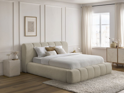 Lit coffre DENALI tissu bouclette