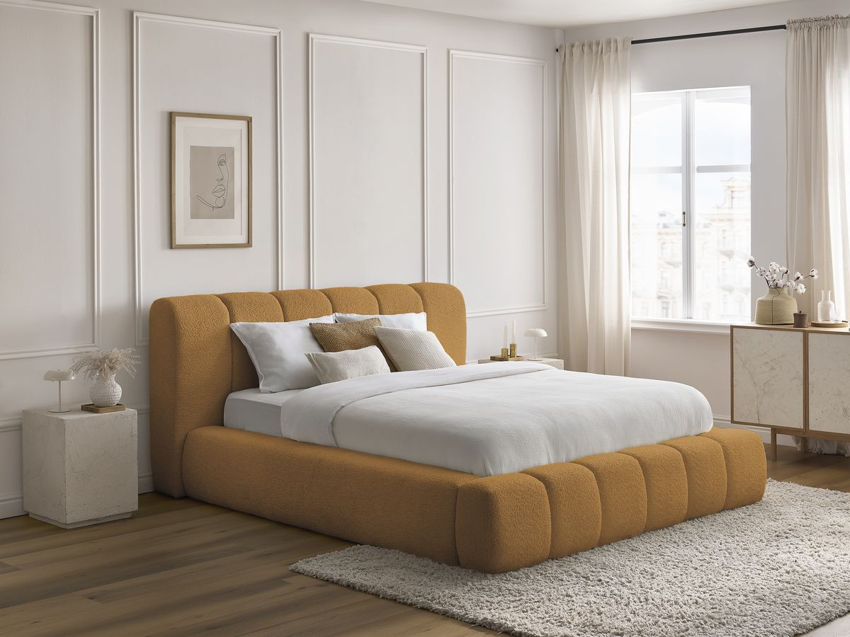 Lit coffre DENALI bouclette jaune