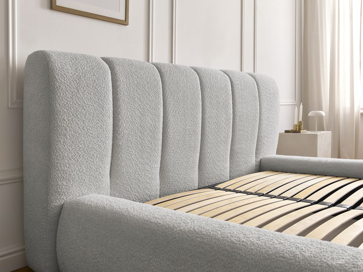 Lit coffre DENALI bouclette gris clair — vue 5