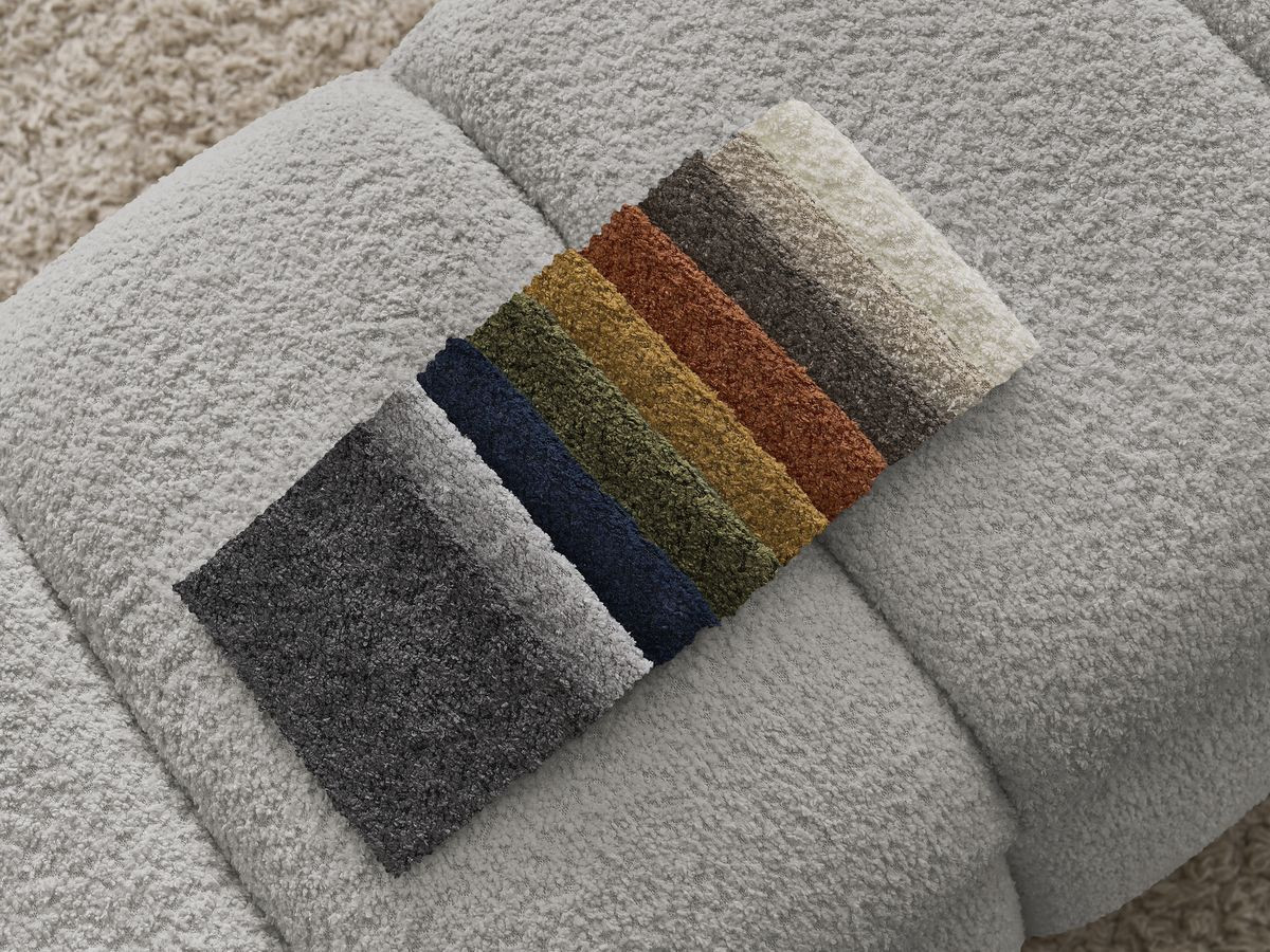 Canapé d'angle fixe EVEREST tissu chiné - Orange - Angle droit - 10 coussins