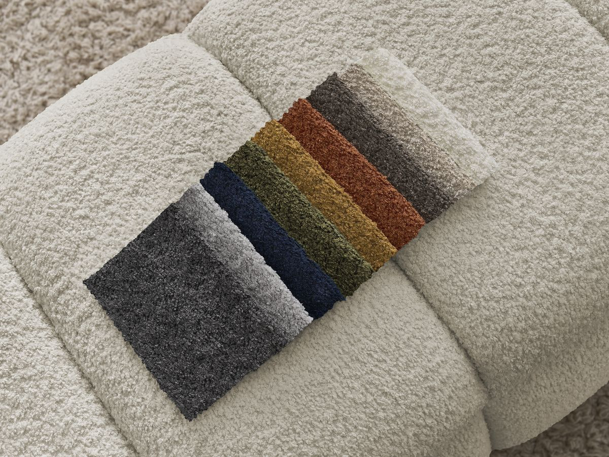 Canapé d'angle fixe EVEREST tissu chiné - Orange - Angle droit - 10 coussins