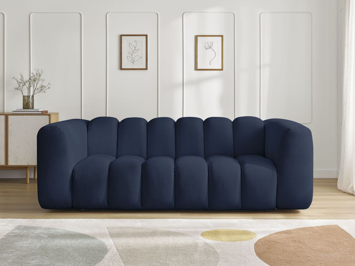 Canapé droit fixe 3 places TALIA tissu chiné bleu foncé BOBOCHIC - Vue supplémentaire 3