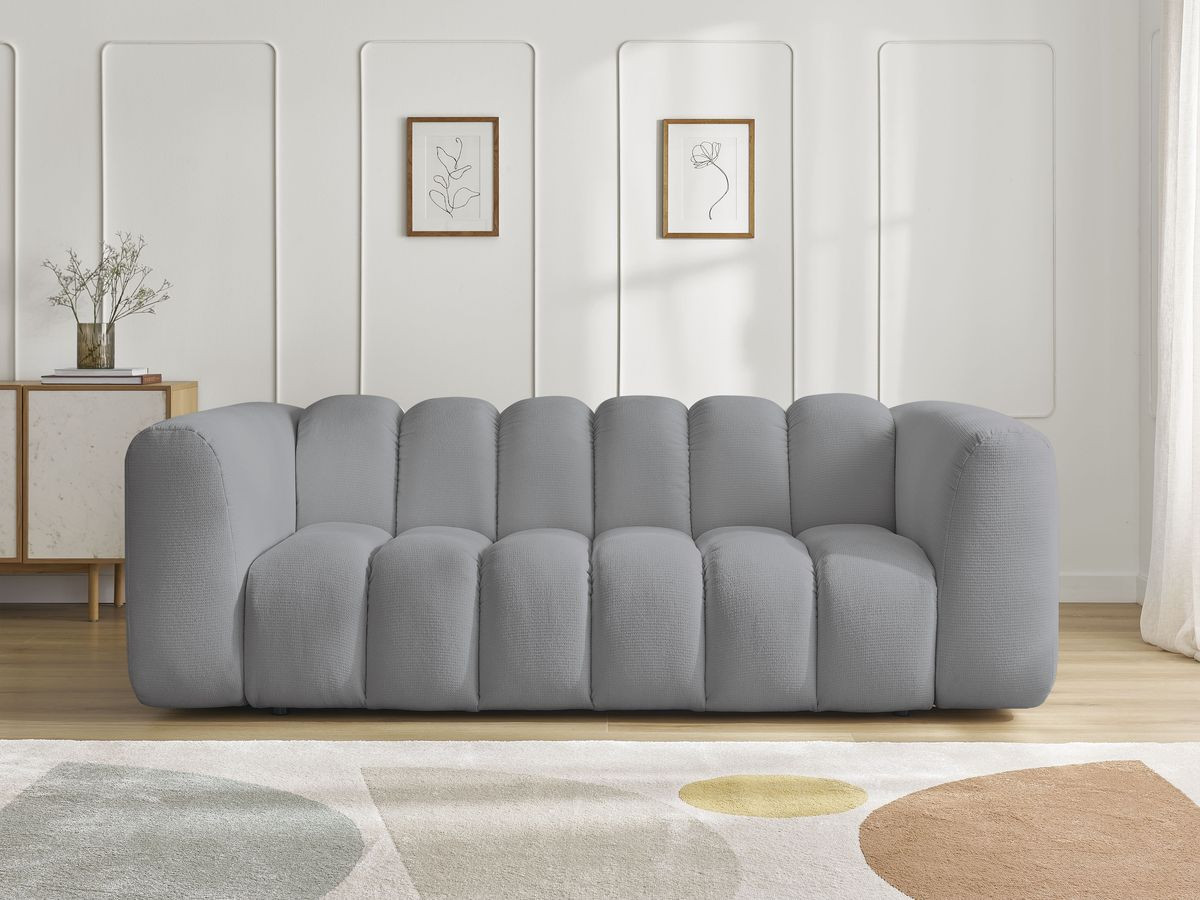 Canapé droit fixe 3 places TALIA tissu chiné gris clair BOBOCHIC - Vue supplémentaire 3