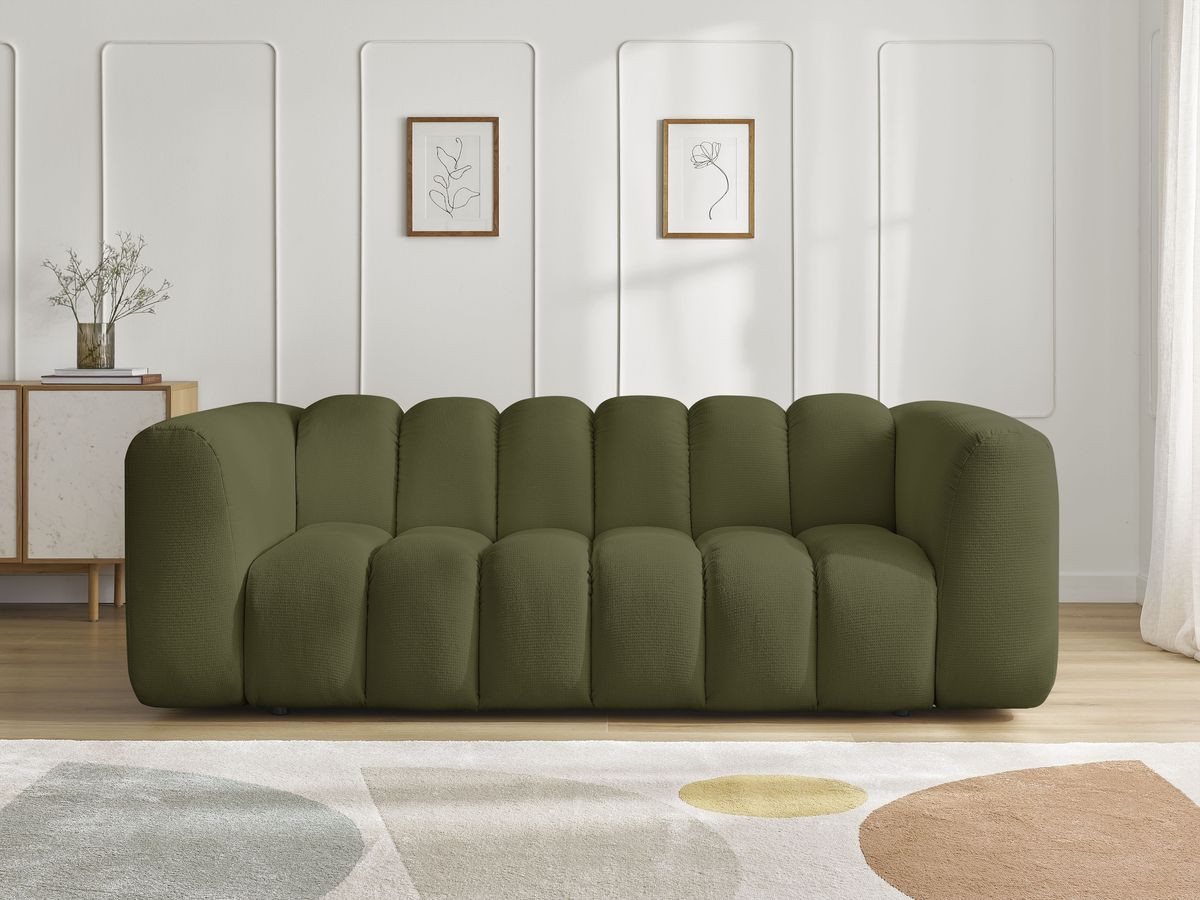 Canapé droit fixe 3 places TALIA tissu chiné vert BOBOCHIC - Vue supplémentaire 3