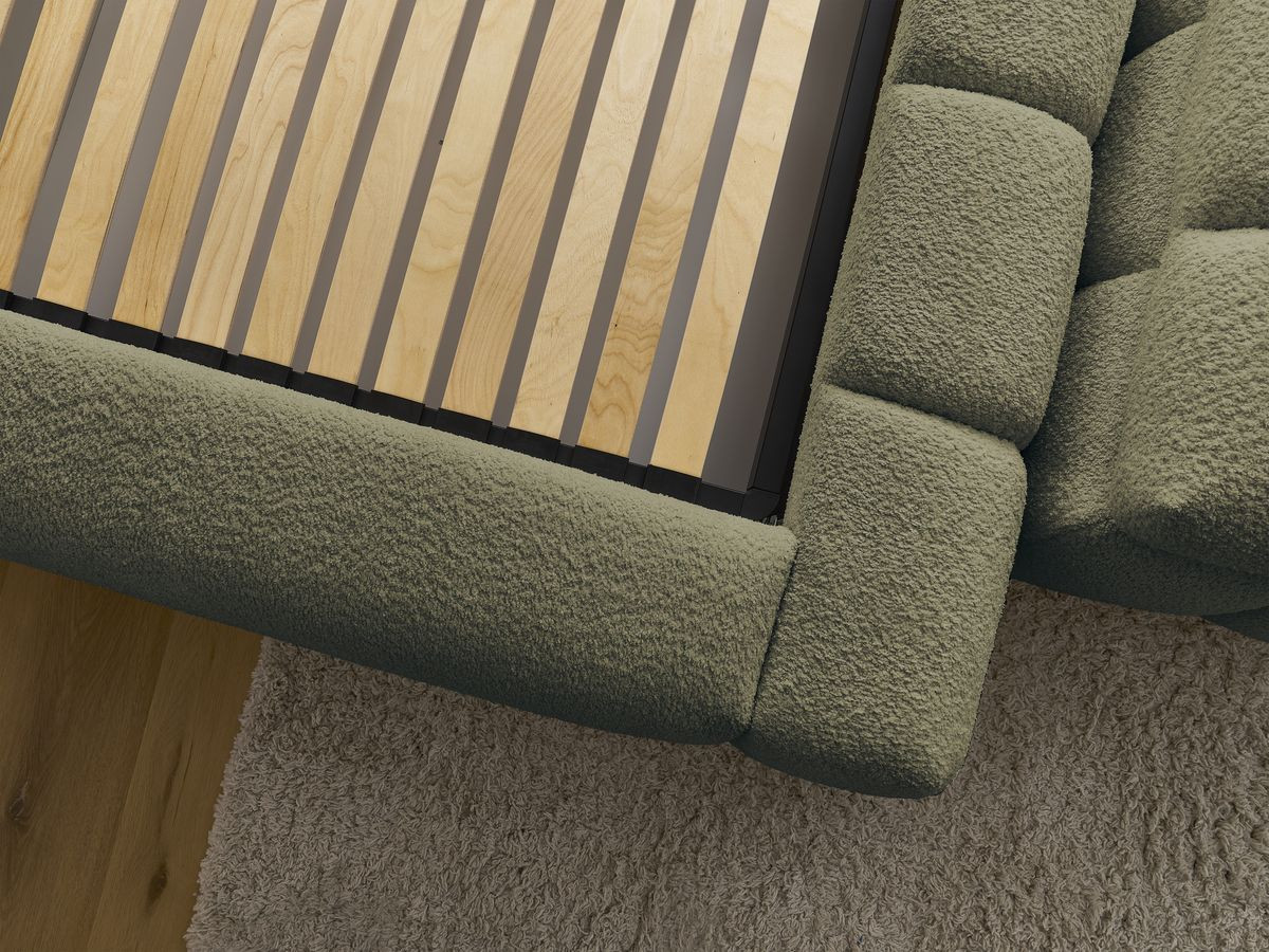 Canapé d'angle fixe EVEREST tissu chiné - Orange - Angle droit - 10 coussins