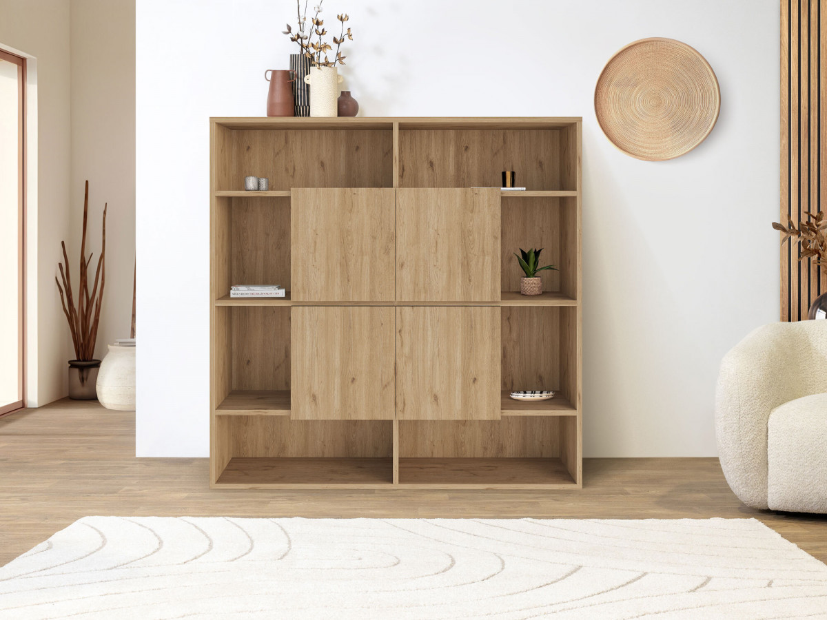BELLAMY eikenhouten 4-deurs boekenkast H.170 cm