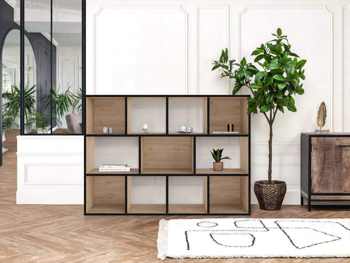 Bibliothèque réversible H.180 cm KAJAK effet chêne