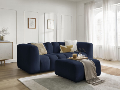 Canapé droit fixe 3 places TALIA tissu chiné avec pouf
