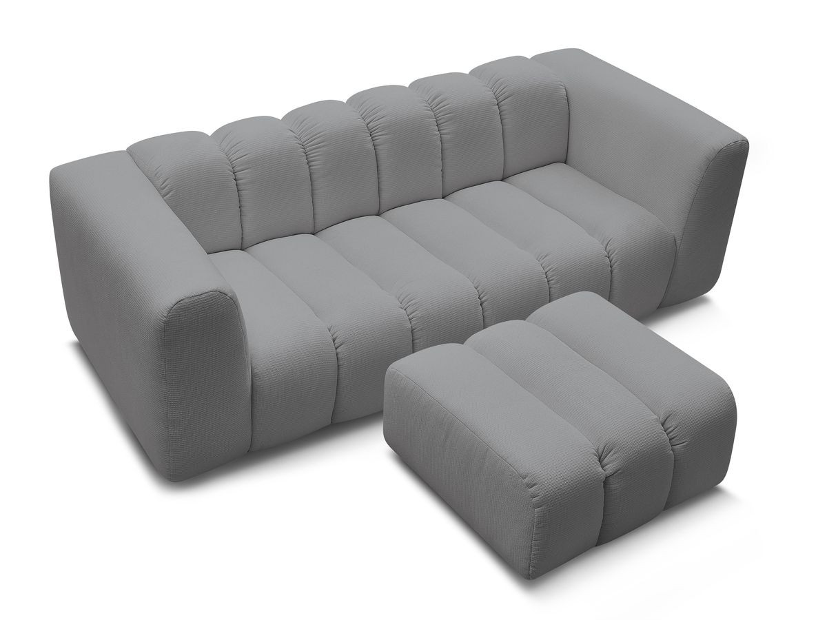 Canapé d'angle fixe EVEREST tissu chiné - Orange - Angle droit - 10 coussins