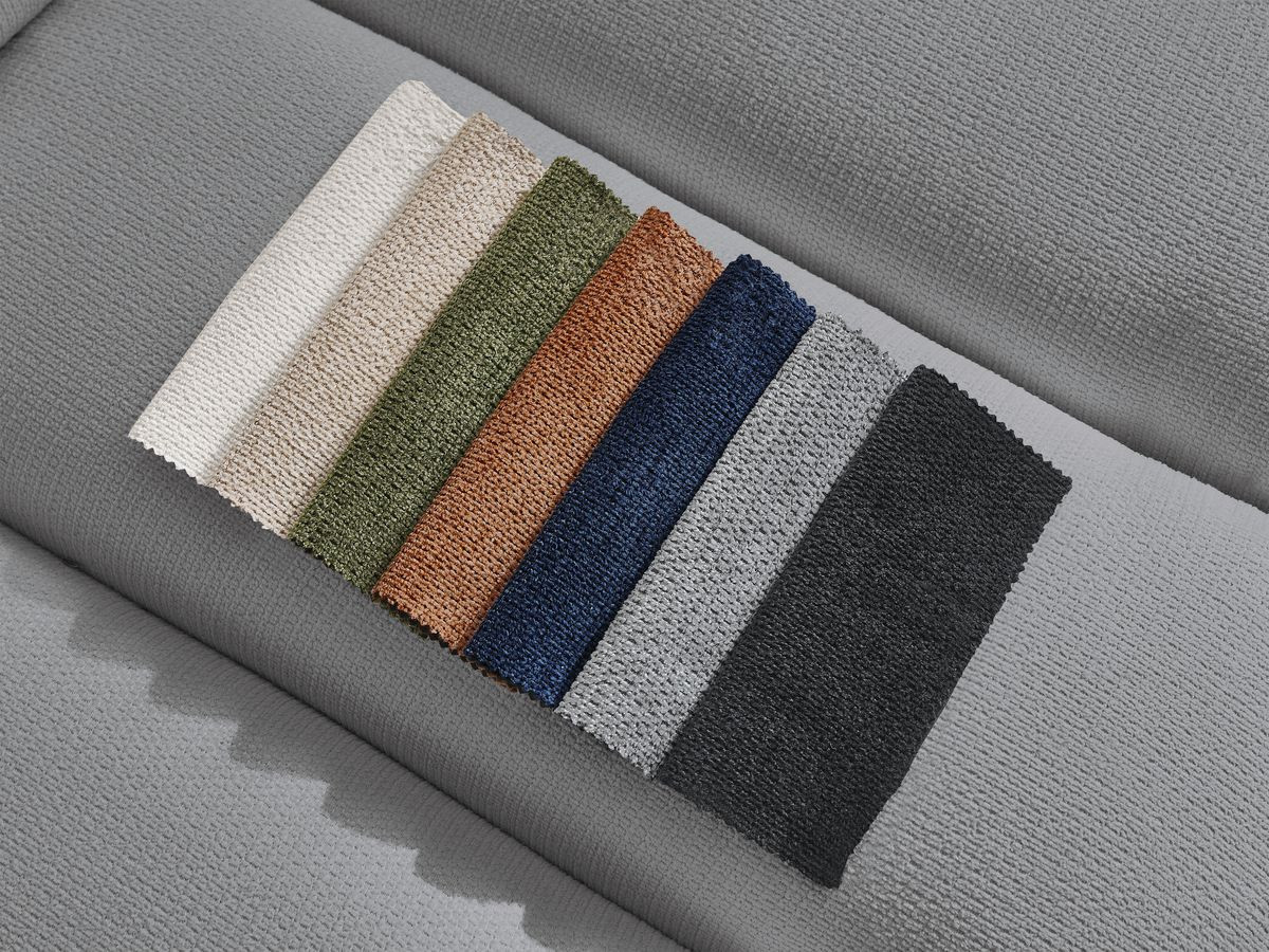 Canapé d'angle fixe EVEREST tissu chiné - Orange - Angle droit - 10 coussins