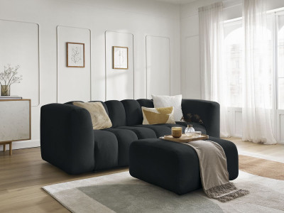 Canapé droit fixe 3 places TALIA tissu chiné avec pouf