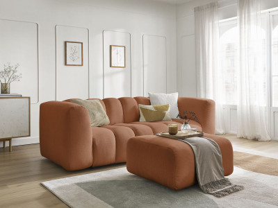 Canapé droit fixe 3 places TALIA tissu chiné avec pouf