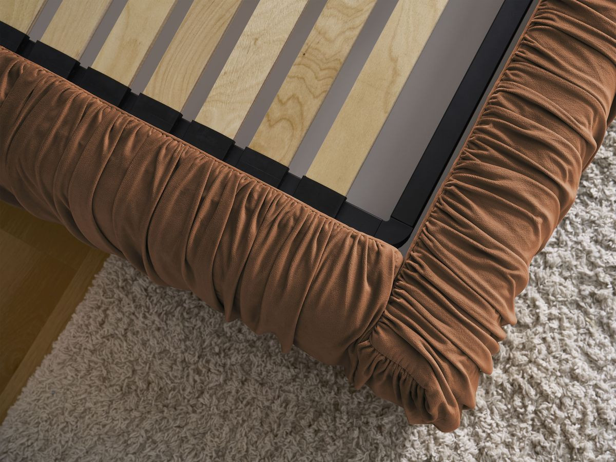 Canapé d'angle fixe EVEREST tissu chiné - Orange - Angle droit - 10 coussins