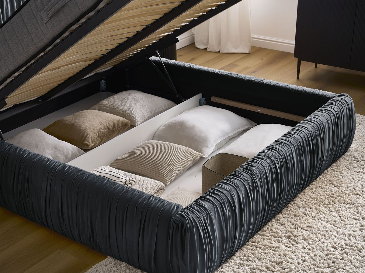 Canapé d'angle fixe EVEREST tissu chiné - Orange - Angle droit - 10 coussins