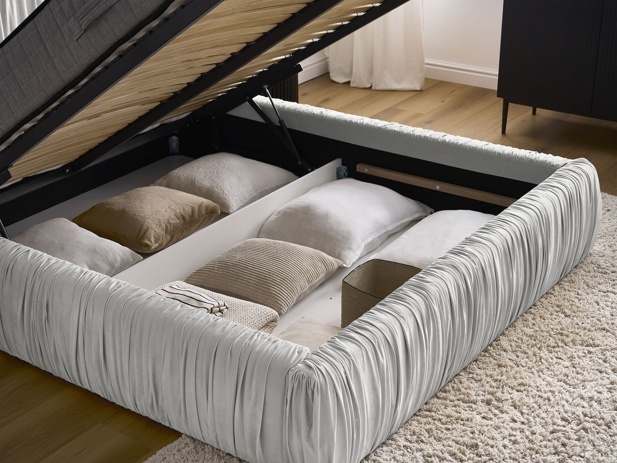 Canapé d'angle fixe EVEREST tissu chiné - Orange - Angle droit - 10 coussins