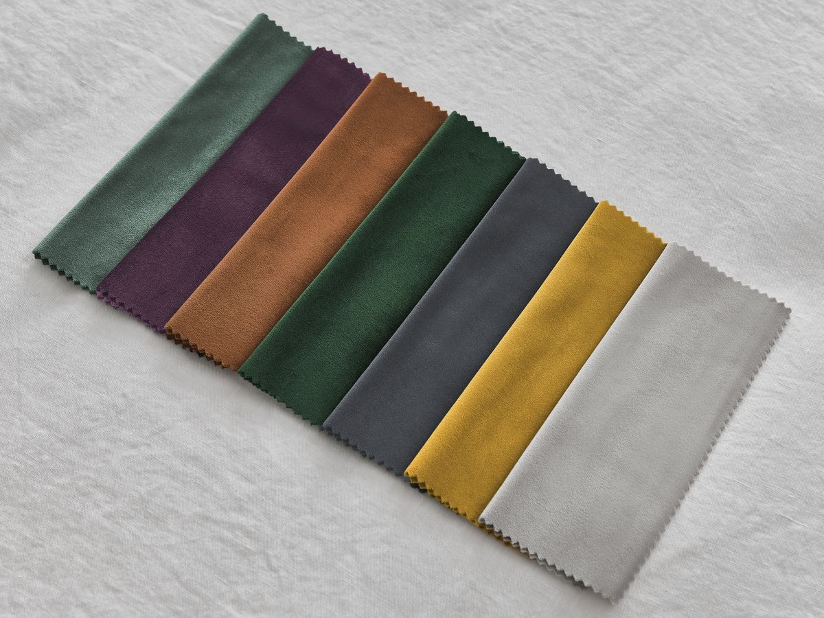 Canapé d'angle fixe EVEREST tissu chiné - Orange - Angle droit - 10 coussins