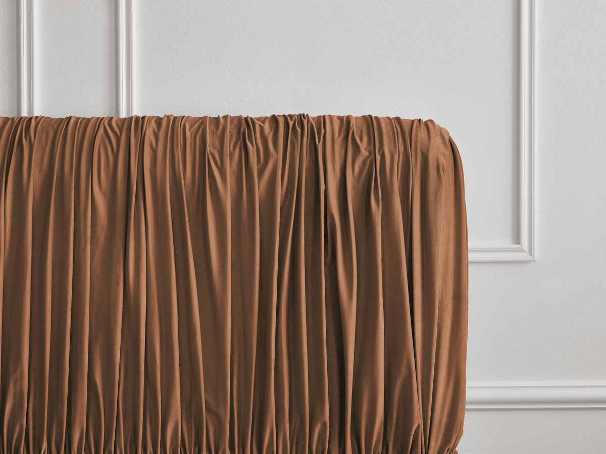 Canapé d'angle fixe EVEREST tissu chiné - Orange - Angle droit - 10 coussins