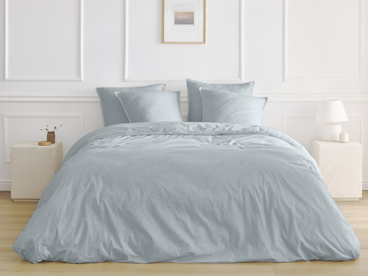 Parure de lit adulte en Percale de coton HERA avec une housse de couette, taies d'oreiller bleu clair — vue 5