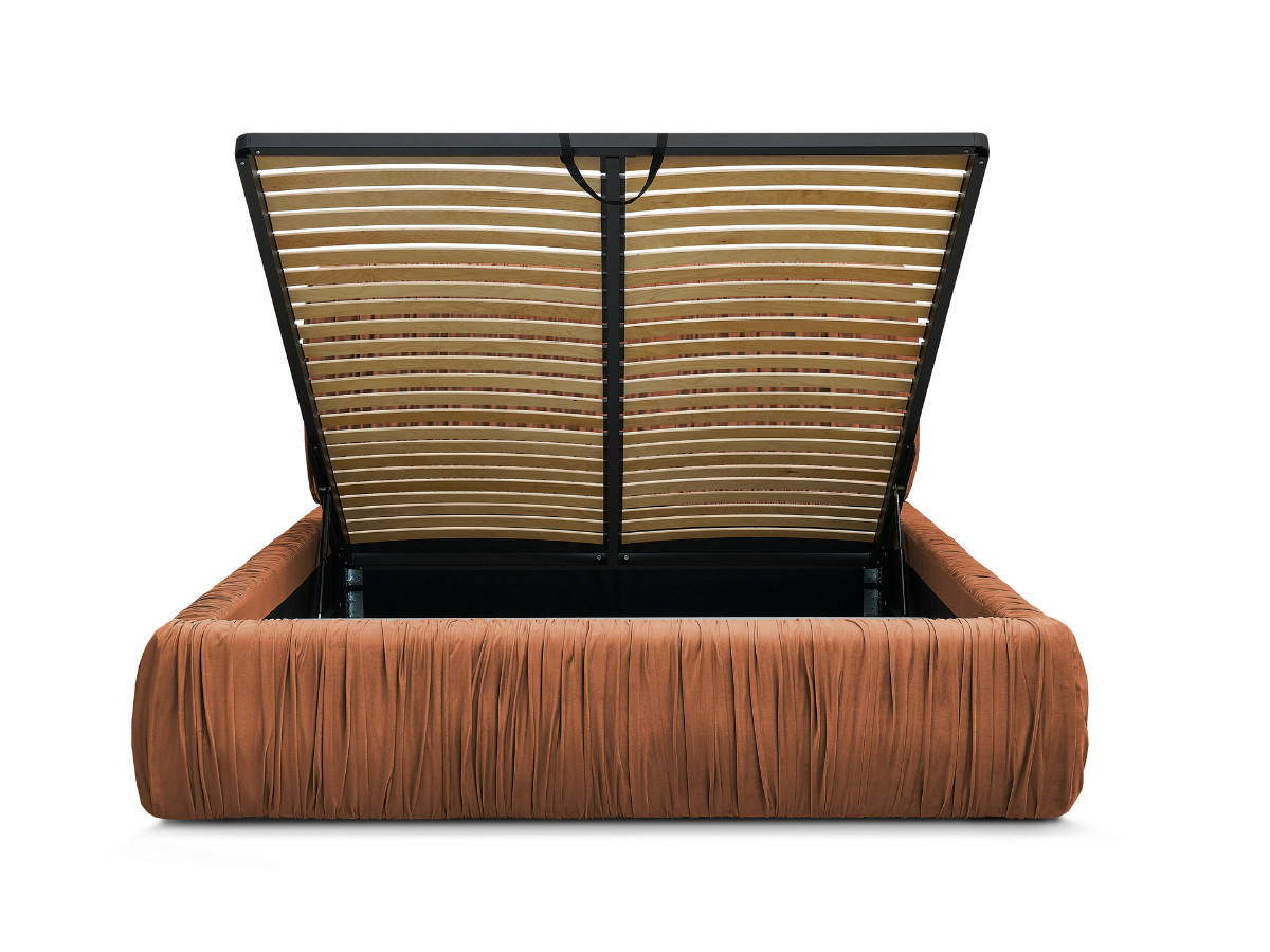Canapé d'angle fixe EVEREST tissu chiné - Orange - Angle droit - 10 coussins