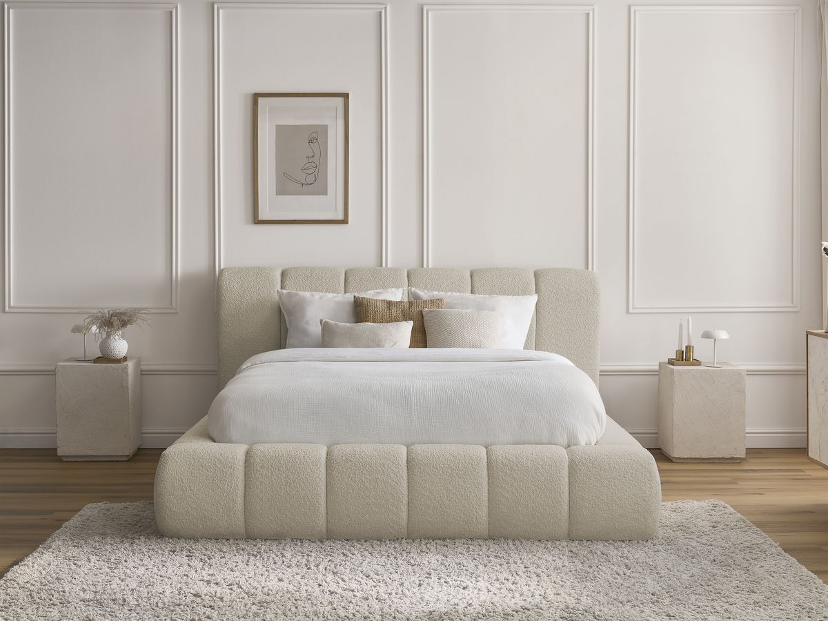 Lit coffre DENALI bouclette beige — vue 4