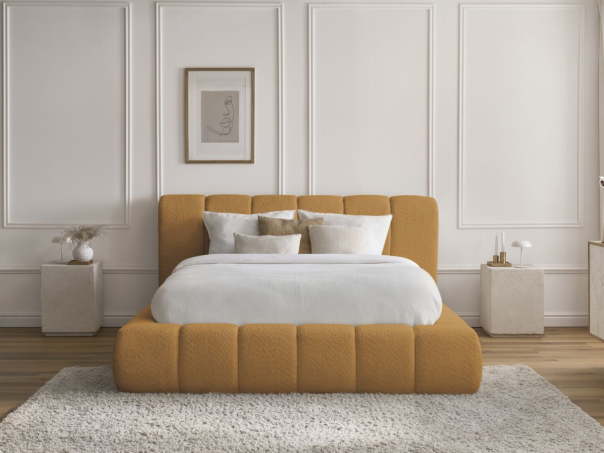 Lit coffre DENALI bouclette jaune — vue 4