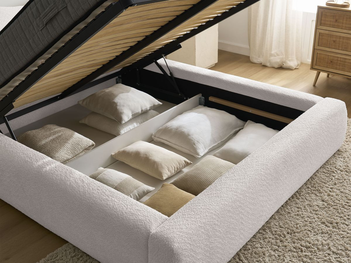 Canapé d'angle fixe EVEREST tissu chiné - Orange - Angle droit - 10 coussins