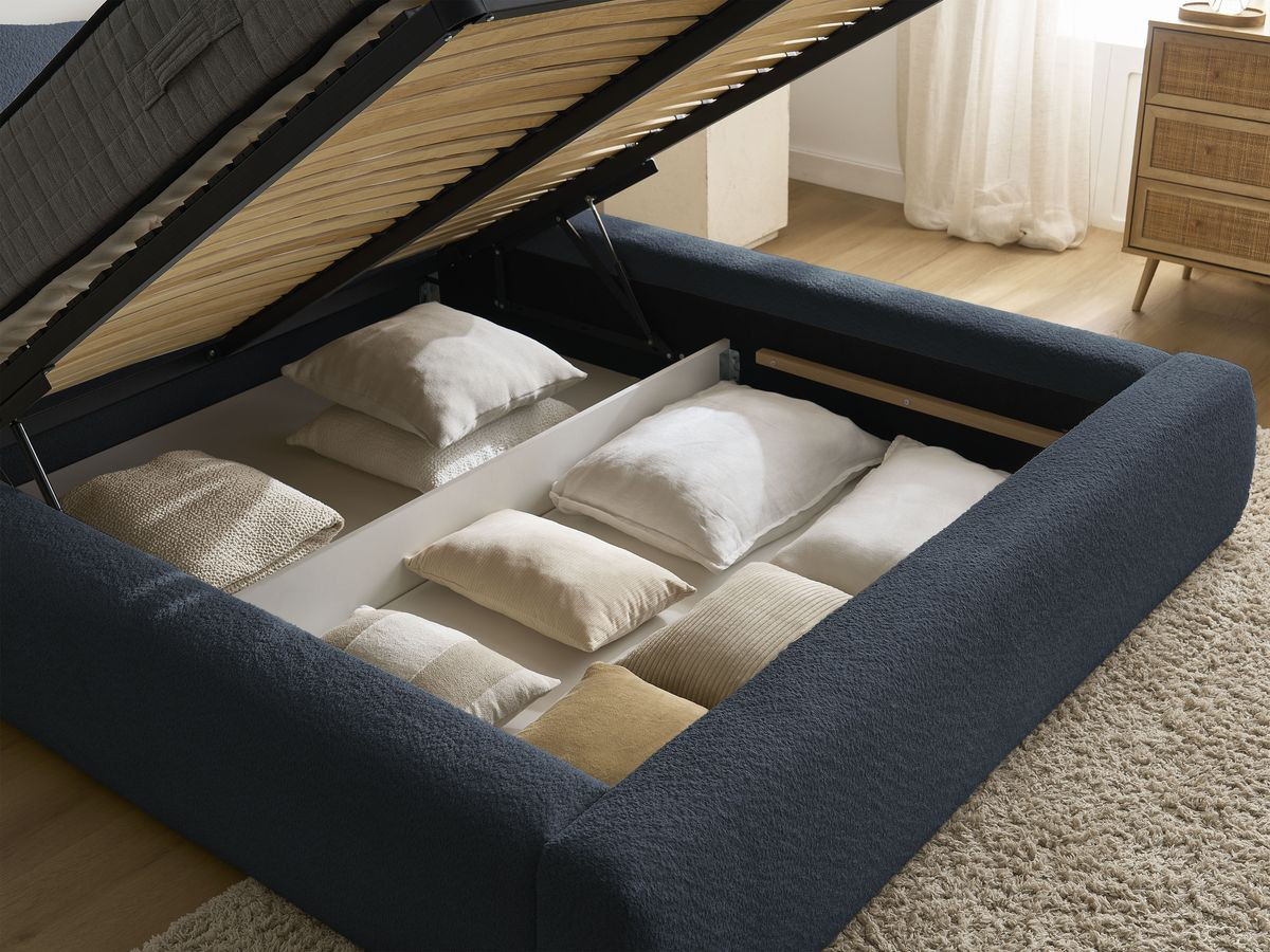 Lit coffre ORLANE tissu bouclette