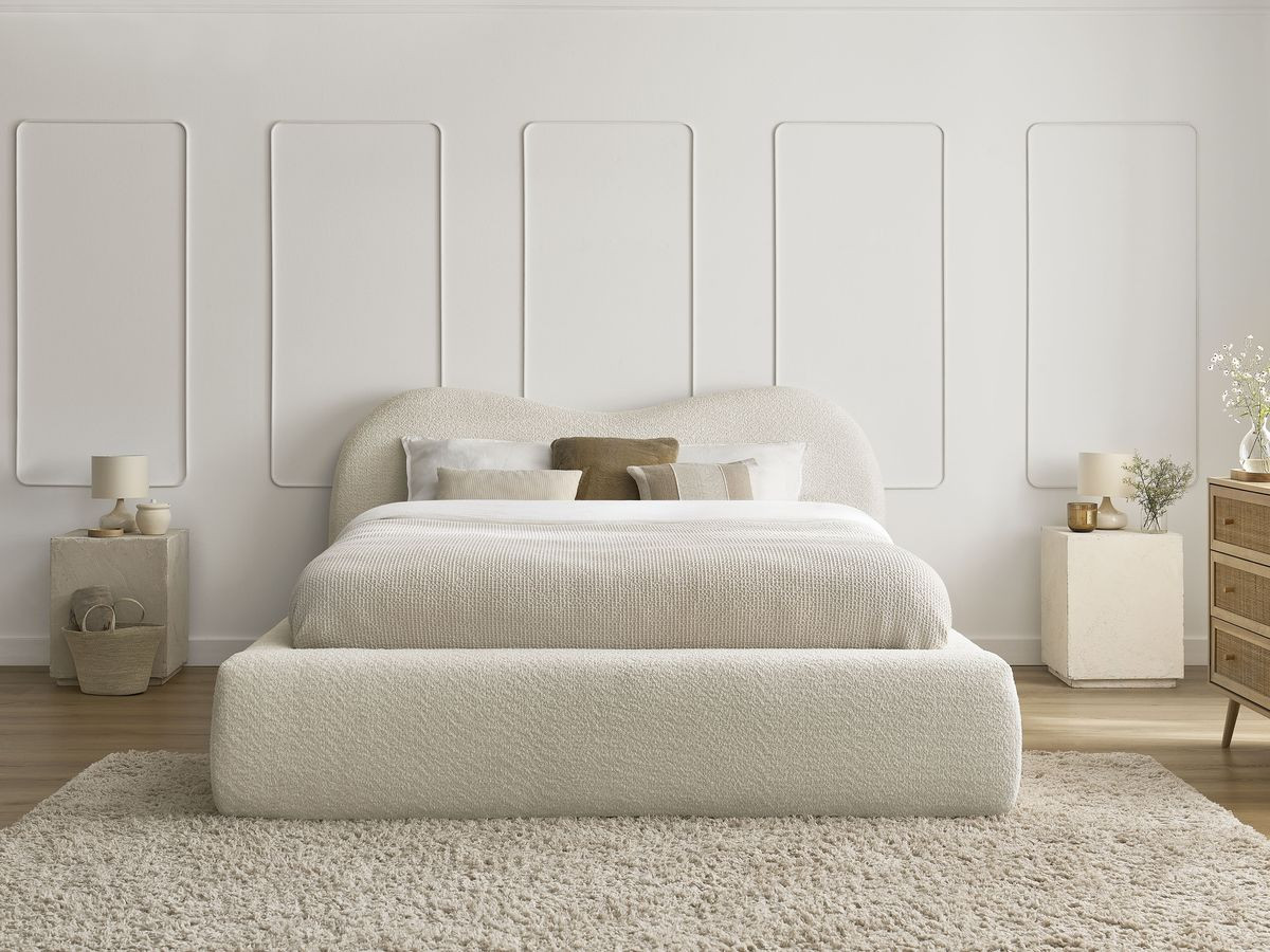 Lit coffre ORLANE tissu bouclette
