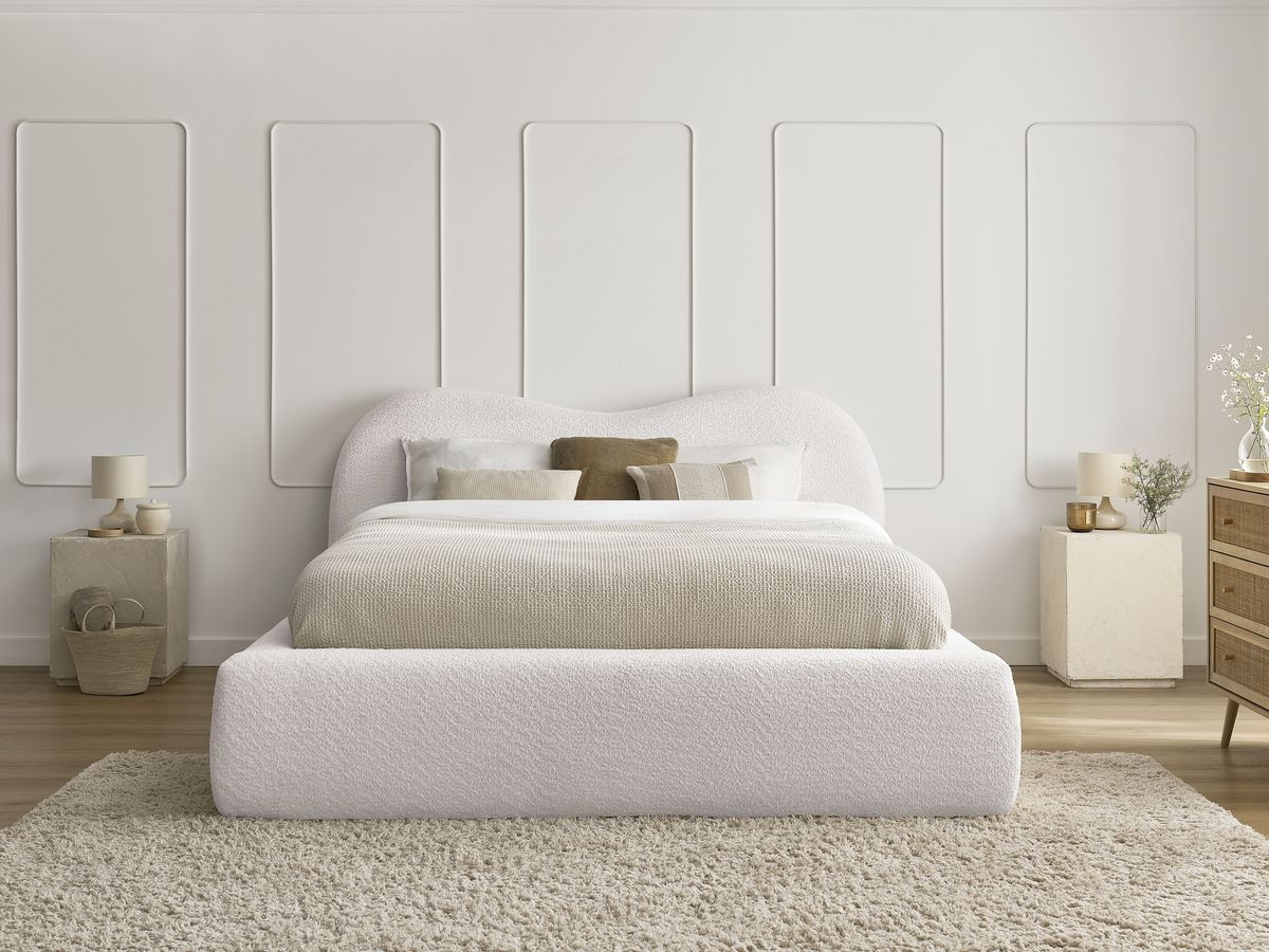 Lit coffre ORLANE tissu bouclette