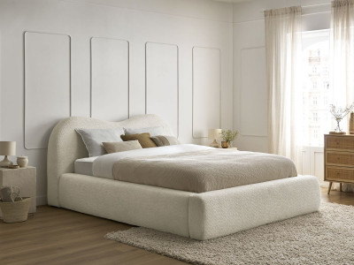 Lit coffre ORLANE tissu bouclette