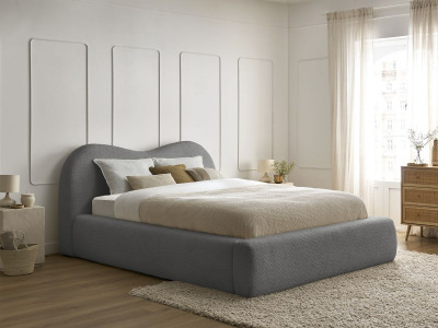 Lit coffre ORLANE tissu bouclette