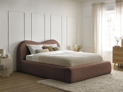 Lit coffre ORLANE tissu bouclette